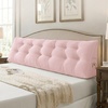 image:imageSasttie Headboard Pillow Queen Bed Wedge Pillow Headboard Beige  WideWale Corduroy Side Pockets Removable Cover Machine Washable Ergonomic Back Support SittingUp SupportPink