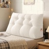 image:imageSasttie Headboard Pillow Queen Bed Wedge Pillow Headboard Beige  WideWale Corduroy Side Pockets Removable Cover Machine Washable Ergonomic Back Support SittingUp SupportIvory