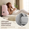 image:imageSasttie Headboard Pillow Queen Bed Wedge Pillow Headboard Beige  WideWale Corduroy Side Pockets Removable Cover Machine Washable Ergonomic Back Support SittingUp SupportPink