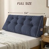 image:imageSasttie Headboard Pillow Queen Bed Wedge Pillow Headboard Beige  WideWale Corduroy Side Pockets Removable Cover Machine Washable Ergonomic Back Support SittingUp SupportNavy