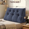 image:imageSasttie Headboard Pillow Queen Bed Wedge Pillow Headboard Beige  WideWale Corduroy Side Pockets Removable Cover Machine Washable Ergonomic Back Support SittingUp SupportNavy