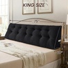 image:imageSasttie Headboard Pillow Queen Bed Wedge Pillow Headboard Beige  WideWale Corduroy Side Pockets Removable Cover Machine Washable Ergonomic Back Support SittingUp SupportBlack