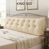 image:imageSasttie Headboard Pillow Queen Bed Wedge Pillow Headboard Beige  WideWale Corduroy Side Pockets Removable Cover Machine Washable Ergonomic Back Support SittingUp SupportBeige