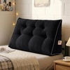 image:imageSasttie Headboard Pillow Queen Bed Wedge Pillow Headboard Beige  WideWale Corduroy Side Pockets Removable Cover Machine Washable Ergonomic Back Support SittingUp SupportBlack