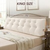 image:imageSasttie Headboard Pillow Queen Bed Wedge Pillow Headboard Beige  WideWale Corduroy Side Pockets Removable Cover Machine Washable Ergonomic Back Support SittingUp SupportIvory