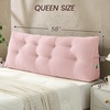 image:imageSasttie Headboard Pillow Queen Bed Wedge Pillow Headboard Beige  WideWale Corduroy Side Pockets Removable Cover Machine Washable Ergonomic Back Support SittingUp SupportPink
