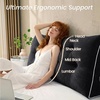 image:imageSasttie Headboard Pillow Queen Bed Wedge Pillow Headboard Beige  WideWale Corduroy Side Pockets Removable Cover Machine Washable Ergonomic Back Support SittingUp SupportBlack