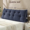 image:imageSasttie Headboard Pillow Queen Bed Wedge Pillow Headboard Beige  WideWale Corduroy Side Pockets Removable Cover Machine Washable Ergonomic Back Support SittingUp SupportNavy