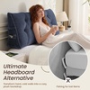 image:imageSasttie Headboard Pillow Queen Bed Wedge Pillow Headboard Beige  WideWale Corduroy Side Pockets Removable Cover Machine Washable Ergonomic Back Support SittingUp SupportNavy