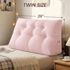 image:imageSasttie Headboard Pillow Queen Bed Wedge Pillow Headboard Beige  WideWale Corduroy Side Pockets Removable Cover Machine Washable Ergonomic Back Support SittingUp SupportPink