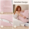 image:imageSasttie Headboard Pillow Queen Bed Wedge Pillow Headboard Beige  WideWale Corduroy Side Pockets Removable Cover Machine Washable Ergonomic Back Support SittingUp SupportPink
