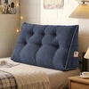 image:imageSasttie Headboard Pillow Queen Bed Wedge Pillow Headboard Beige  WideWale Corduroy Side Pockets Removable Cover Machine Washable Ergonomic Back Support SittingUp SupportNavy