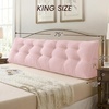 image:imageSasttie Headboard Pillow Queen Bed Wedge Pillow Headboard Beige  WideWale Corduroy Side Pockets Removable Cover Machine Washable Ergonomic Back Support SittingUp SupportPink