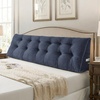image:imageSasttie Headboard Pillow Queen Bed Wedge Pillow Headboard Beige  WideWale Corduroy Side Pockets Removable Cover Machine Washable Ergonomic Back Support SittingUp SupportNavy