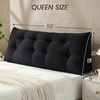 image:imageSasttie Headboard Pillow Queen Bed Wedge Pillow Headboard Beige  WideWale Corduroy Side Pockets Removable Cover Machine Washable Ergonomic Back Support SittingUp SupportBlack