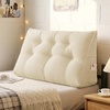 image:imageSasttie Headboard Pillow Queen Bed Wedge Pillow Headboard Beige  WideWale Corduroy Side Pockets Removable Cover Machine Washable Ergonomic Back Support SittingUp SupportBeige