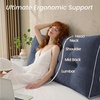 image:imageSasttie Headboard Pillow Queen Bed Wedge Pillow Headboard Beige  WideWale Corduroy Side Pockets Removable Cover Machine Washable Ergonomic Back Support SittingUp SupportNavy