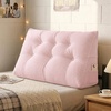 image:imageSasttie Headboard Pillow Queen Bed Wedge Pillow Headboard Beige  WideWale Corduroy Side Pockets Removable Cover Machine Washable Ergonomic Back Support SittingUp SupportPink
