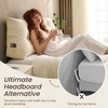 image:imageSasttie Headboard Pillow Queen Bed Wedge Pillow Headboard Beige  WideWale Corduroy Side Pockets Removable Cover Machine Washable Ergonomic Back Support SittingUp SupportBeige