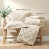 image:imageSasttie Queen Comforter Set 3Piece Boho Tufted Bedding Ultra Soft Brushed Checkered Bed Set for Bedroom Guest Room amp Dorm AllSeason Use with Plaid Geometric Design Navy BlueBeige