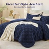 image:imageSasttie Queen Comforter Set 3Piece Boho Tufted Bedding Ultra Soft Brushed Checkered Bed Set for Bedroom Guest Room amp Dorm AllSeason Use with Plaid Geometric Design Navy BlueNavy