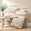image:imageSasttie Queen Comforter Set 3Piece Boho Tufted Bedding Ultra Soft Brushed Checkered Bed Set for Bedroom Guest Room amp Dorm AllSeason Use with Plaid Geometric Design Navy BlueBeige