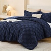 image:imageSasttie Queen Comforter Set 3Piece Boho Tufted Bedding Ultra Soft Brushed Checkered Bed Set for Bedroom Guest Room amp Dorm AllSeason Use with Plaid Geometric Design Navy BlueNavy