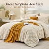 image:imageSasttie Queen Comforter Set 3Piece Boho Tufted Bedding Ultra Soft Brushed Checkered Bed Set for Bedroom Guest Room amp Dorm AllSeason Use with Plaid Geometric Design Navy BlueBeige