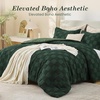 image:imageSasttie Queen Comforter Set 3Piece Boho Tufted Bedding Ultra Soft Brushed Checkered Bed Set for Bedroom Guest Room amp Dorm AllSeason Use with Plaid Geometric Design Navy BlueGreen