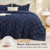 image:imageSasttie Queen Comforter Set 3Piece Boho Tufted Bedding Ultra Soft Brushed Checkered Bed Set for Bedroom Guest Room amp Dorm AllSeason Use with Plaid Geometric Design Navy BlueNavy