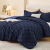 image:imageSasttie Queen Comforter Set 3Piece Boho Tufted Bedding Ultra Soft Brushed Checkered Bed Set for Bedroom Guest Room amp Dorm AllSeason Use with Plaid Geometric Design Navy BlueNavy