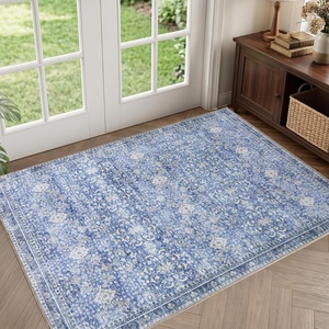 image:imageSasttie 8x10 Area Rugs UltraSoft Washable Rug Low Pile Foldable Thin Carpets with NonSlip Backing SkinFriendly Stain Resistant Carpet for Living Room Bedroom Kitchen Dorm 8x10 BeigeBlue