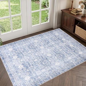 image:imageSasttie 8x10 Area Rugs UltraSoft Washable Rug Low Pile Foldable Thin Carpets with NonSlip Backing SkinFriendly Stain Resistant Carpet for Living Room Bedroom Kitchen Dorm 8x10 BeigeLight Blue