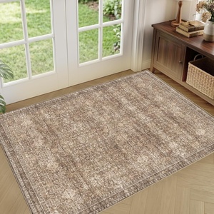 image:imageSasttie 8x10 Area Rugs UltraSoft Washable Rug Low Pile Foldable Thin Carpets with NonSlip Backing SkinFriendly Stain Resistant Carpet for Living Room Bedroom Kitchen Dorm 8x10 BeigeDark Brown