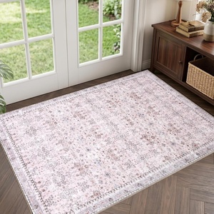 image:imageSasttie 8x10 Area Rugs UltraSoft Washable Rug Low Pile Foldable Thin Carpets with NonSlip Backing SkinFriendly Stain Resistant Carpet for Living Room Bedroom Kitchen Dorm 8x10 BeigePink