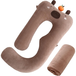 image:imageSasttie Velvet Pregnancy Pillow Cover 57Inch UShaped Pregnancy Pillow Case Fits 55 to 57 Inch Maternity Pillow Pink No Pillow Insert Brown CapybaraBrown