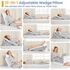 image:imageSasttie Extra Wide Wedge Pillow Set for After Surgery Dark Grey amp White  Bed Wedge Pillow Headboard with Memory Foam Neck Cushion for Acid Reflux Sleeping Neck amp Back SupportLight Grey  White