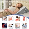 image:imageSasttie Extra Wide Wedge Pillow Set for After Surgery Dark Grey amp White  Bed Wedge Pillow Headboard with Memory Foam Neck Cushion for Acid Reflux Sleeping Neck amp Back SupportDark Grey  White