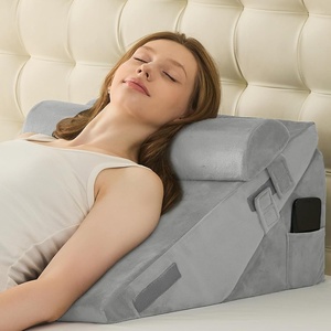 image:imageSasttie Extra Wide Wedge Pillow Set for After Surgery Dark Grey amp White  Bed Wedge Pillow Headboard with Memory Foam Neck Cushion for Acid Reflux Sleeping Neck amp Back SupportVelvet  Light Grey