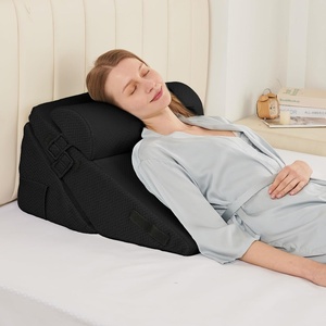 image:imageSasttie Extra Wide Wedge Pillow Set for After Surgery Dark Grey amp White  Bed Wedge Pillow Headboard with Memory Foam Neck Cushion for Acid Reflux Sleeping Neck amp Back SupportBlack