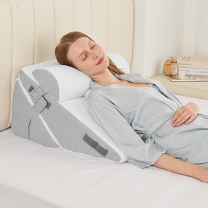 image:imageSasttie Extra Wide Wedge Pillow Set for After Surgery Dark Grey amp White  Bed Wedge Pillow Headboard with Memory Foam Neck Cushion for Acid Reflux Sleeping Neck amp Back SupportLight Grey  White
