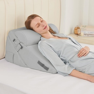 image:imageSasttie Extra Wide Wedge Pillow Set for After Surgery Dark Grey amp White  Bed Wedge Pillow Headboard with Memory Foam Neck Cushion for Acid Reflux Sleeping Neck amp Back SupportLight Grey