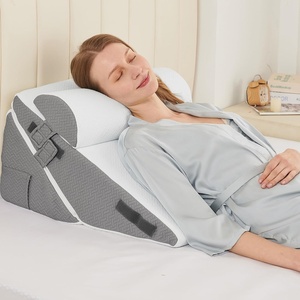 image:imageSasttie Extra Wide Wedge Pillow Set for After Surgery Dark Grey amp White  Bed Wedge Pillow Headboard with Memory Foam Neck Cushion for Acid Reflux Sleeping Neck amp Back SupportDark Grey  White