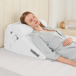 image:imageSasttie Extra Wide Wedge Pillow Set for After Surgery Dark Grey amp White  Bed Wedge Pillow Headboard with Memory Foam Neck Cushion for Acid Reflux Sleeping Neck amp Back SupportWhite