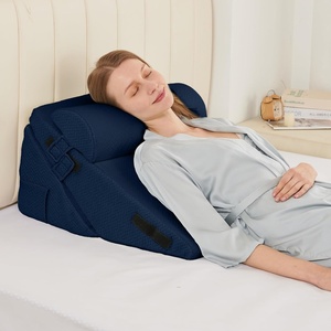 image:imageSasttie Extra Wide Wedge Pillow Set for After Surgery Dark Grey amp White  Bed Wedge Pillow Headboard with Memory Foam Neck Cushion for Acid Reflux Sleeping Neck amp Back SupportNavy